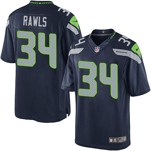 Men's Limited Thomas Rawls Nike Jersey Navy Blue Home - #34 NFL Seattle Seahawks